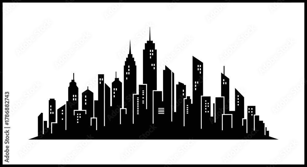 Obraz premium City skyline silhouette with transparent background