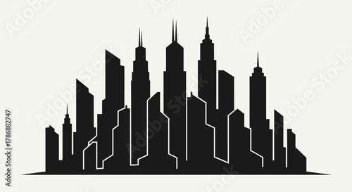 City skyline silhouette with transparent background