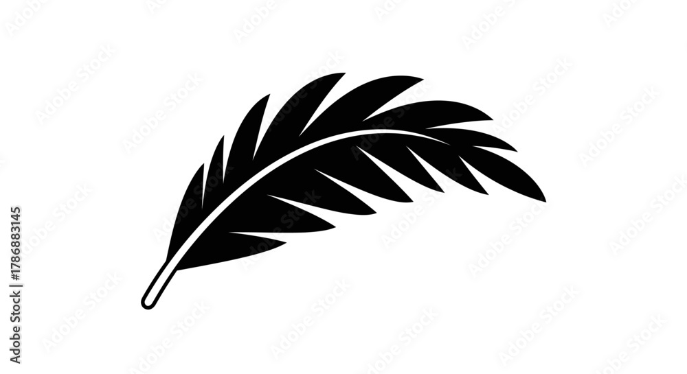 Obraz premium Palm leaf silhouette with transparent background