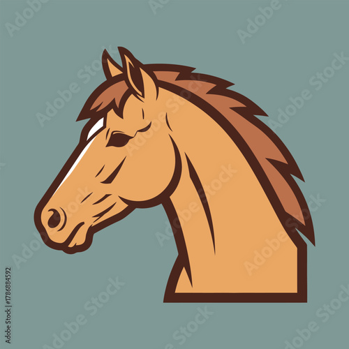 Elegant horse head portrait against a muted background.
