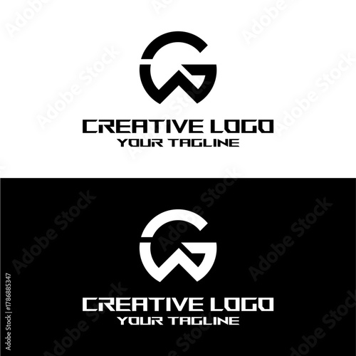 creative letter logo gw design vector
