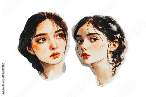 Two Different Stickers with Space Between Them PNG