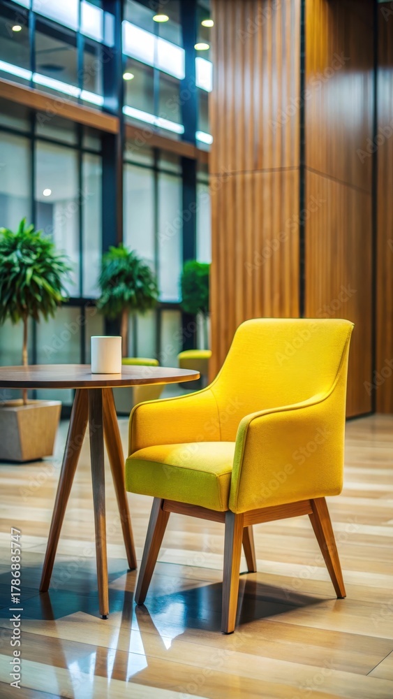 Fototapeta premium Chair near wooden table in lobby