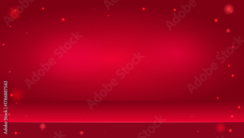 Luxury Red Studio Stage Background with Bokeh Lights.Festive Product Mockup.