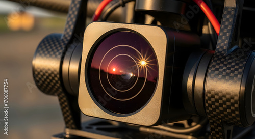 Close-Up of Drone Camera Lens in Sunlight