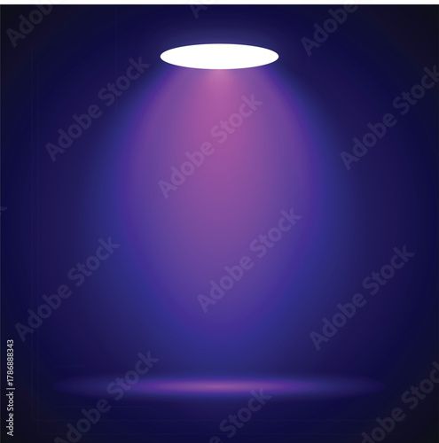 Empty Stage Spotlight Light Beam Dark Purple Blue Isolated background