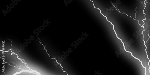 Black Friday clearance text with a gradient from deep white to black, with vibrant lightning bolts, closeup. Black marble texture abstract marble background. Fork lightning striking down during.