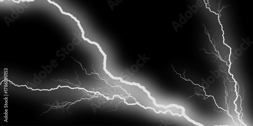 Black Friday clearance text with a gradient from deep white to black, with vibrant lightning bolts, closeup. Black marble texture abstract marble background. Fork lightning striking down during summer
