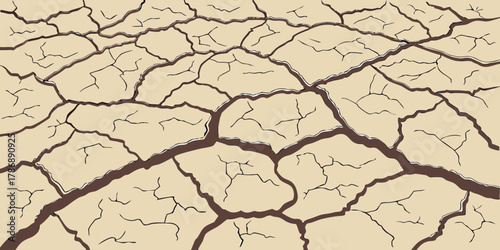 A detailed illustration of cracked earth, depicting the effects of drought and climate change, showcasing the fragility of the environment