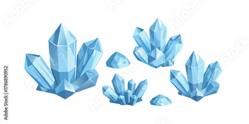 A captivating illustration of a collection of light blue crystals, ideal for adding a touch of elegance and sophistication