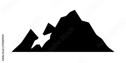 Illustration of a mountain range, showcasing its rugged peaks and valleys in a simple yet striking design, perfect for logos and icons