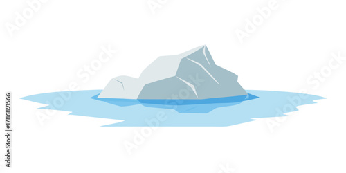 Iceberg floating in the water vector illustration of a large piece of freshwater ice that has broken off a glacier or ice shelf