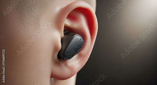 Close-Up of Wireless Earbud on Human Ear