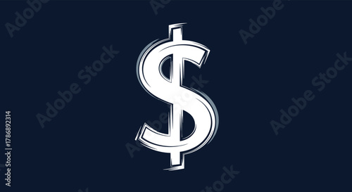White dollar sign with a rough, hand-drawn texture, standing out against a simple dark blue background, symbolizing currency and value.