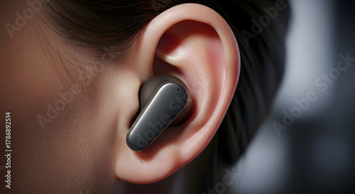 Close-Up of Wireless Earbud on Human Ear