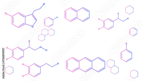 化学物質の構造式のフレームイラスト　コピースペース