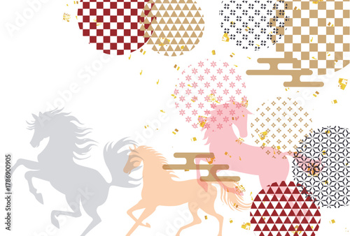 午　年賀状　干支　背景