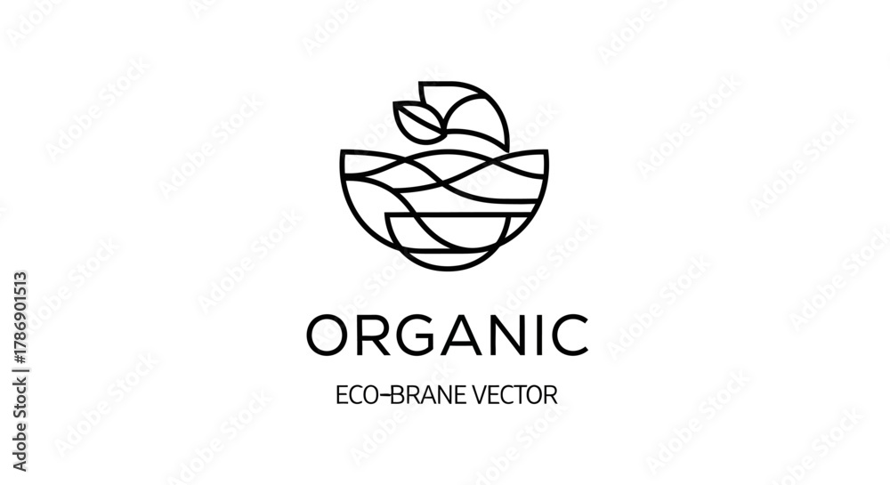 Fototapeta premium Organic minimalist logo vector in black and white,