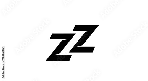 Black and white ZZ double letter logo,