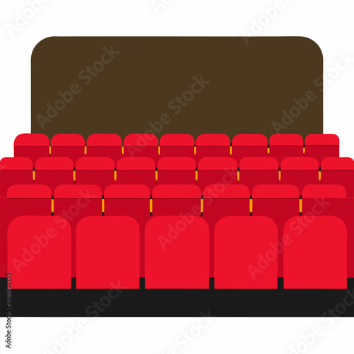 Empty movie theater awaits the audience for the next cinematic experience vector on white background.