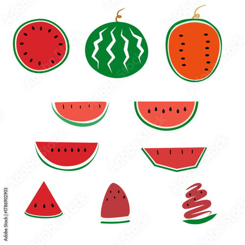 Illustration vector of red watermelon in different style