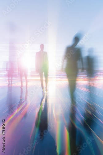 Modern Professional Business People Walking Forward Inspiring Corporate Growth for Marketing and Digital Content