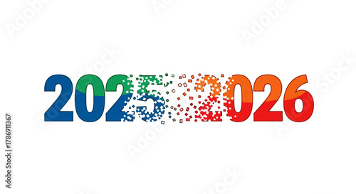 Vibrant Transition The Year 2025 Morphing into 2026 Celebration