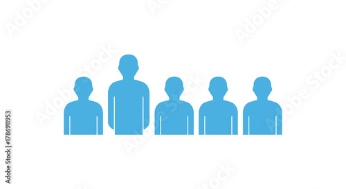 Group of five silhouette figures, with one figure standing taller than the others