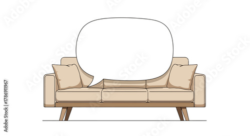 Sofa with Speech Bubble for Communication or Ideas
