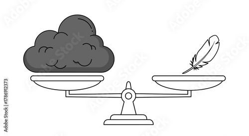 Conceptual Illustration of Heavy Burdens Outweighing Lightness on a Balance Scale