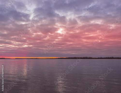 Beautiful Sunset at Petrie Island lakes by Ottawa river in the Autumn