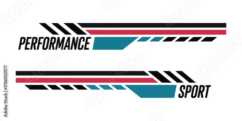 Sporty racing line vector pack with aerodynamic stripe elements for custom car and bike decoration