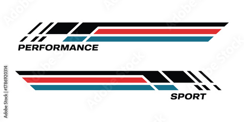 Dynamic decal stripe vector set with racing speed lines and sports tuning strips for car wraps
