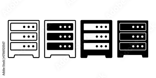 Server Network Black Icon Bundle for Data Hosting and Corporate IT System Design