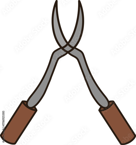 Grass shears with handle on transparent background