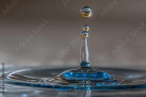 High speed macro photograph of a water droplet collision.