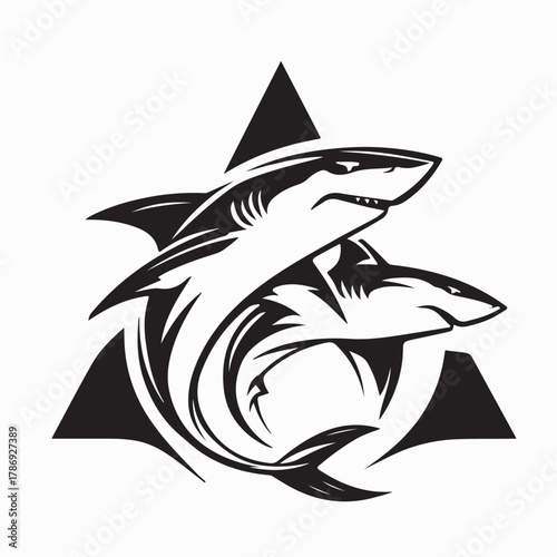 Dangerous Shark Face Logo Illustration isolated on white background
