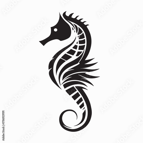 Simple Seahorse Silhouette Logo Vector isolated on white background