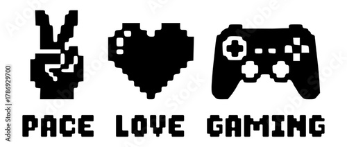 Pace Love Gaming Pixel Art Illustration.