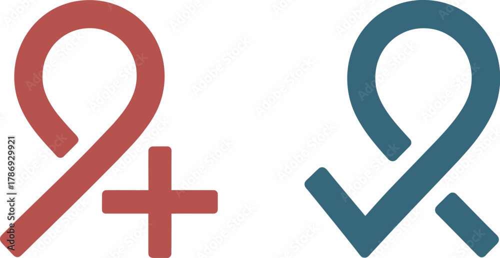 Obraz premium Set of icons representing positive and negative disease outcomes