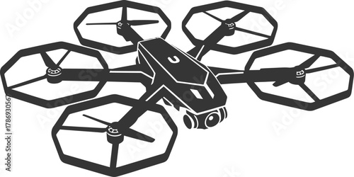 Modern quadcopter drone icon for technology and aviation