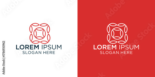 Elegant geometric logo design for modern brands needing a stylish, minimalist icon for their business identity or creative project on white and red