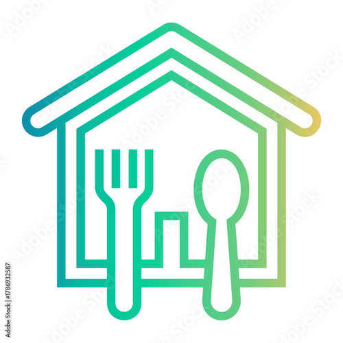 food courts Line Gradient Icon