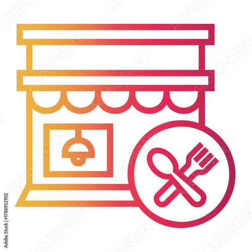 food courts Line Gradient Icon