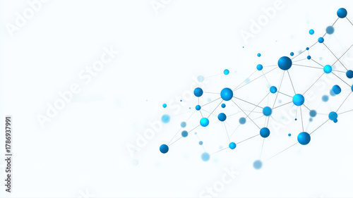 A minimalist design representing AI communication with interconnected glowing nodes and text messages