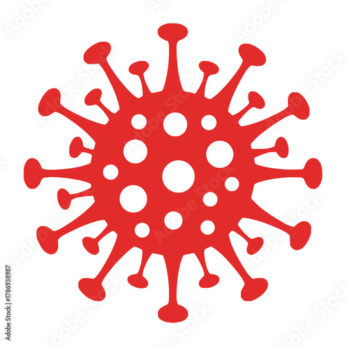Red Virus Icon Vector: Global Pandemic, Medical, and Health