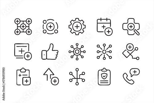 Telemedicine and medical data line symbols for innovation and hospital use