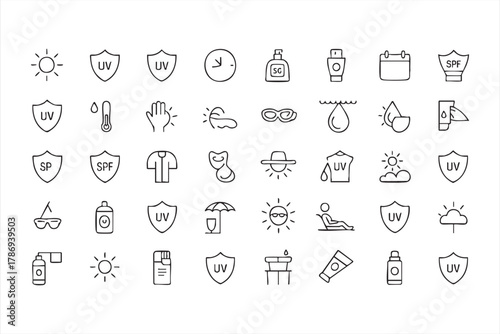 Sun safety and skincare vector pack for dermatology and wellness branding