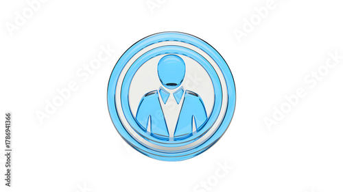 Stylized blue silhouette of a person in a suit within an oval frame with concentric rings isolated on transparent background Free Download Stylized blue silhouette of a person in a suit within an oval frame with concentric rings isolated on transparent background - GFXLoad