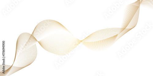 Abstract image featuring two flowing ribbons of golden lines, golden ribbon flowing gracefully evoking a sense of calm movement, luxurious and dynamic abstract background for modern design.
